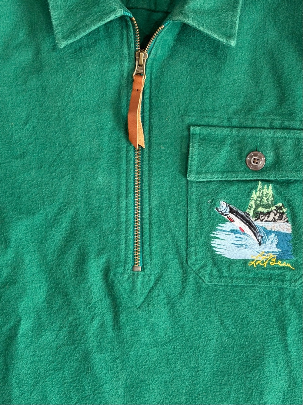 L.L. Bean Men’s Green Half-Zip Sweater with Pocket Embroidery - Picture 3 of 4